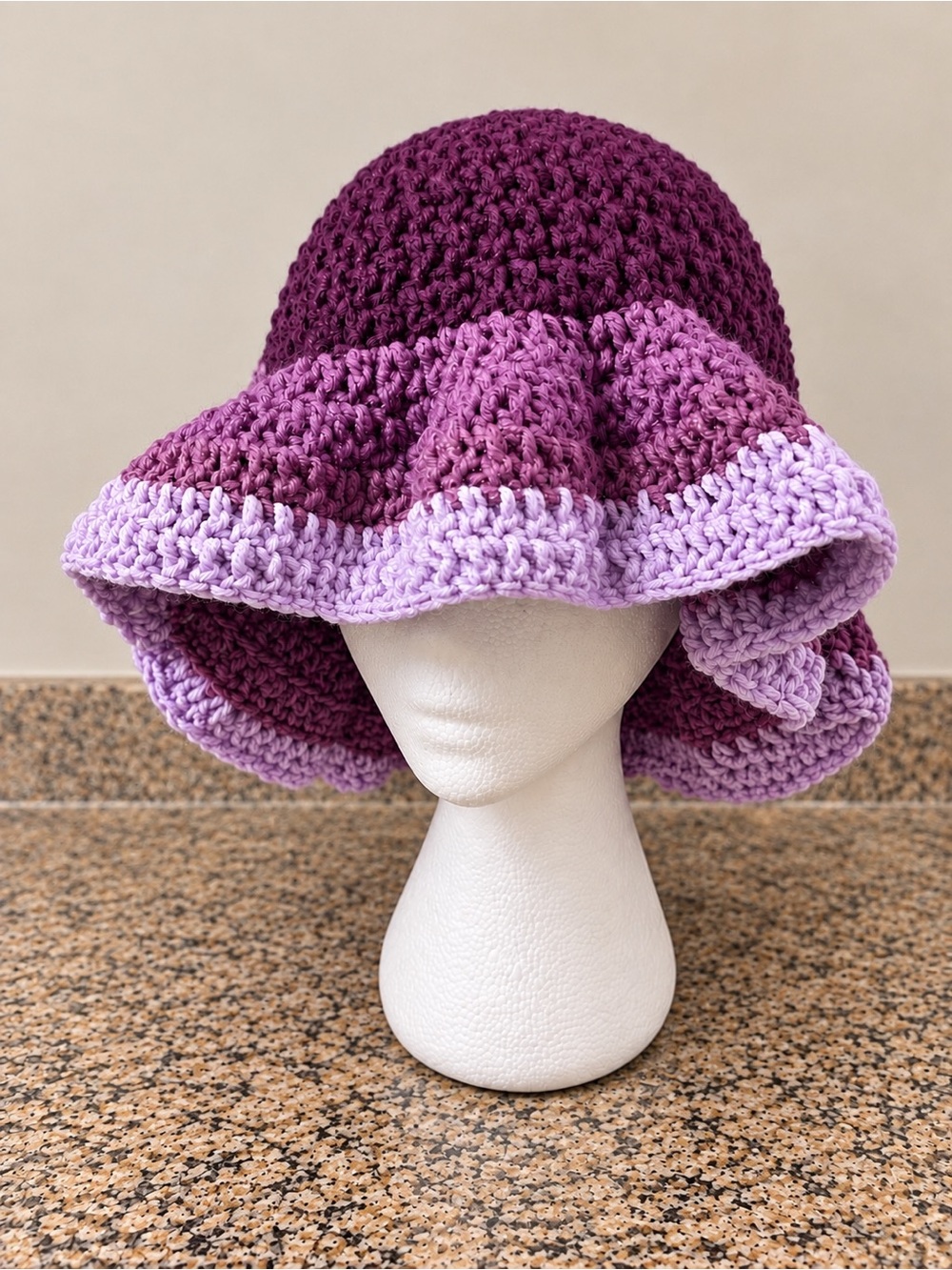 Handmade Two-Tone Purple Crochet Hat